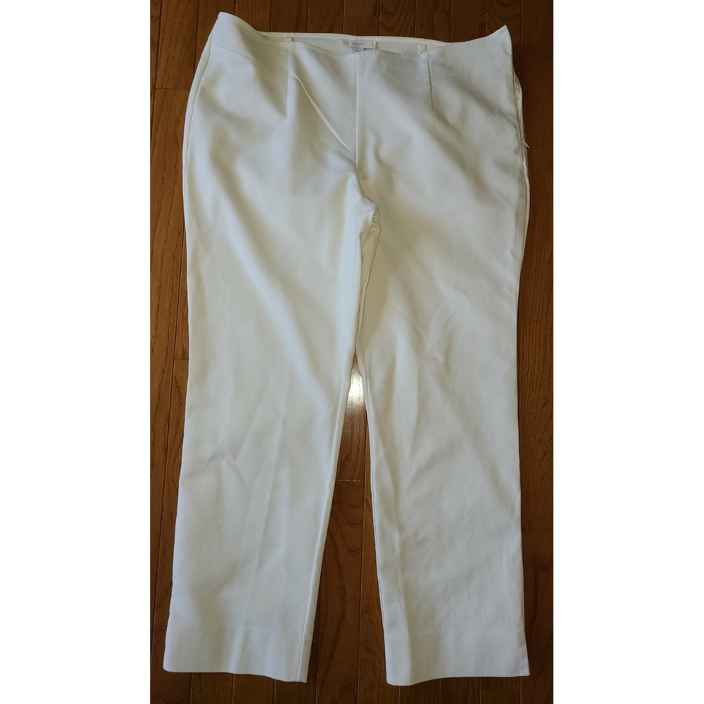 Women Pants Crop Chico's 2.5 Ankle Side Zip Stretch Clean Light Mid Rise White